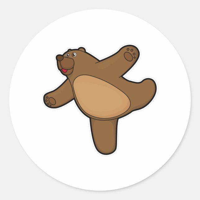 Bear at Yoga Stretching exercise Classic Round Sticker (Front)