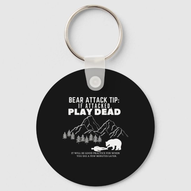 Bear Attack Tip Funny Camping Hiking Outdoor Adven Keychain (Front)