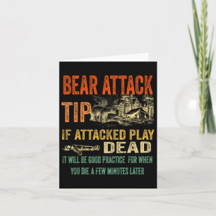 Bear Attack Tip Funny Camping Sarcastic Hiking Tee Card