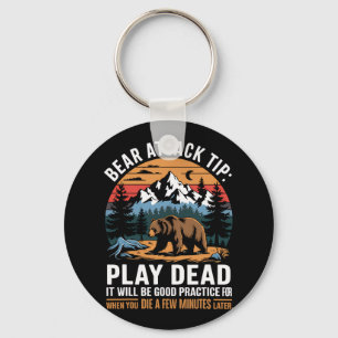Bear Attack Tip Play Dead Funny Camping Hiking Mou Keychain