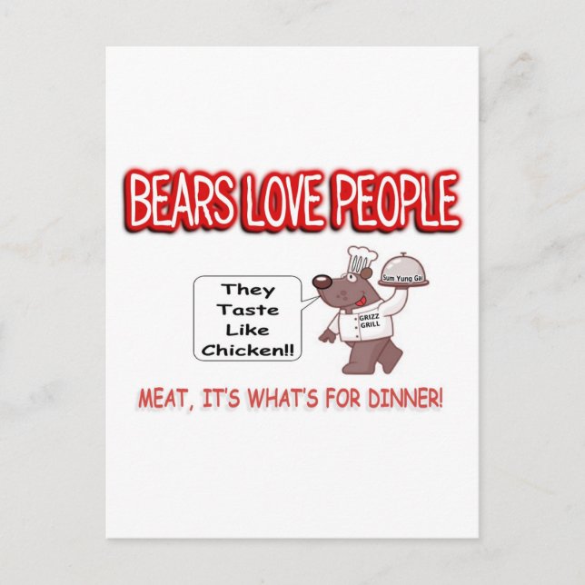 Bear Aware Humour Postcard (Front)