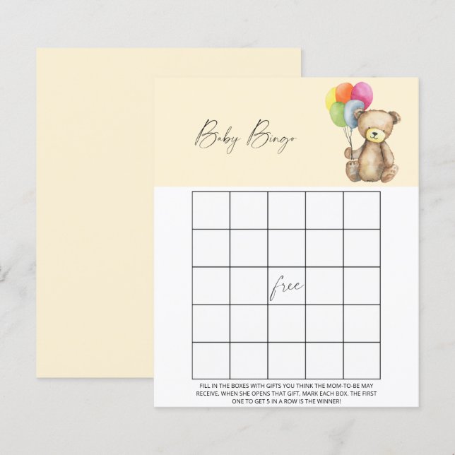 Bear - Baby Bingo game (Front/Back)