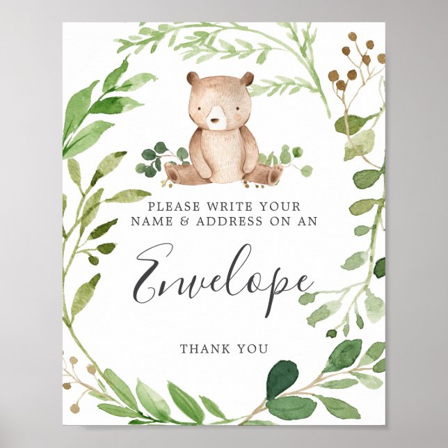 Bear Baby Shower Address Envelope Sign (Front)