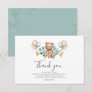 Bear Baby Shower Balloons Thank You Card