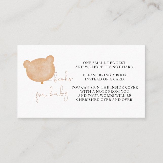 Bear Baby Shower Books For Baby Card  (Front)