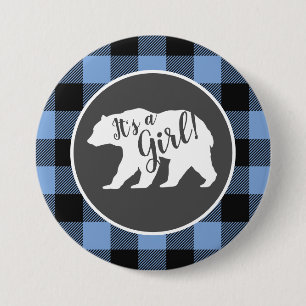 Bear Baby Shower Boy Blue 3 Inch Round Button