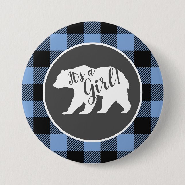 Bear Baby Shower Boy Blue 3 Inch Round Button (Front)
