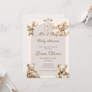  Bear Baby Shower Boy invitation
