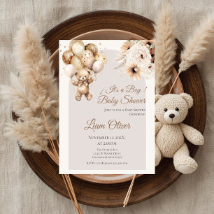  Bear Baby Shower Boy invitation