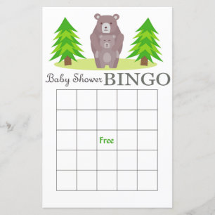 Bear baby shower carte de bingo, Woodland bingo
