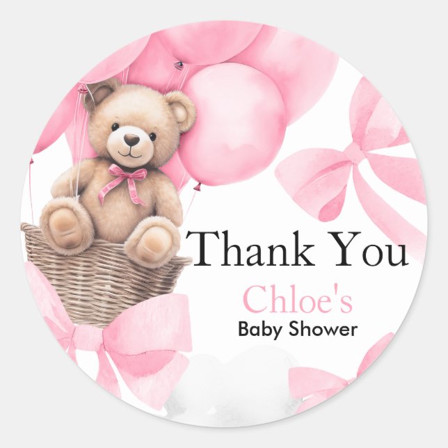 Bear Baby Shower  Classic Round Sticker (Front)