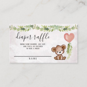 Bear Baby Shower Diaper Raffle Ticket Enclosure Card
