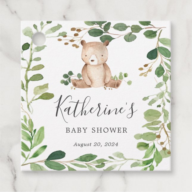 Bear Baby Shower Favour Tag (Front)