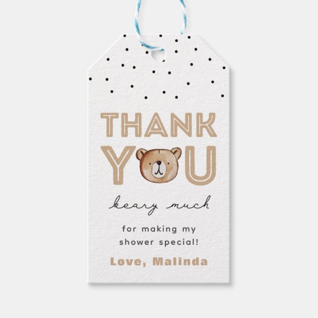 Bear Baby Shower Favour Tag | Bear Favour Tag (Front)
