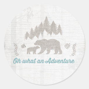 Bear Baby Shower Favour Tag Sticker Seal Adventure