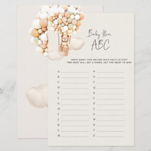 Bear Baby Shower Game - Baby Item ABC