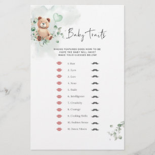 Bear Baby Shower Game - Baby Traits