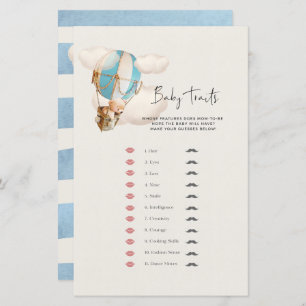 Bear Baby Shower Game - Baby Traits