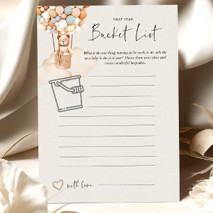 Bear Baby Shower Game - Bucket List