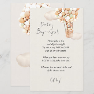 Bear Baby Shower Game - Don't Say Boy Or Girl