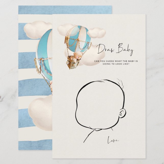 Bear Baby Shower Game - Draw Baby (Front/Back)