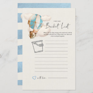 Bear Baby Shower Game - First Year Bucket List
