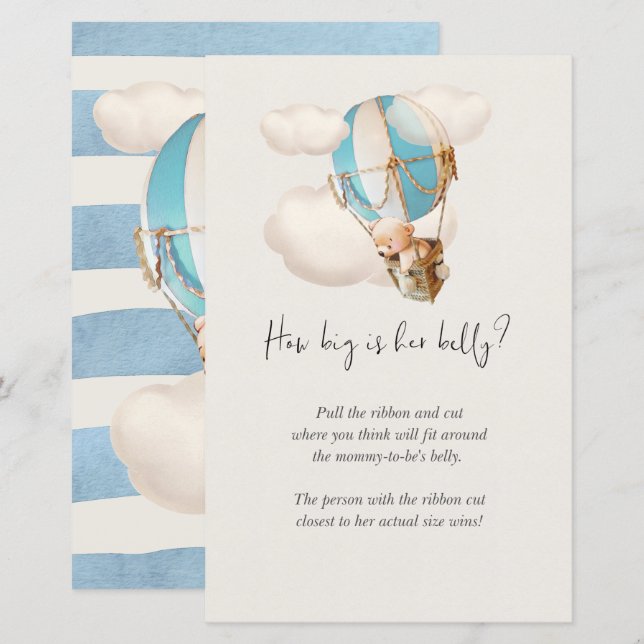 Bear Baby Shower Game - How Big Is Her Belly? (Front/Back)