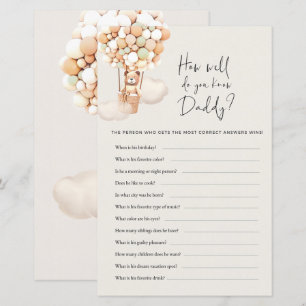 Bear Baby Shower Game - How Well Do You Know Daddy