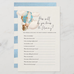 Bear Baby Shower Game - How Well Do You Know Mom?