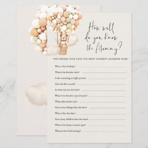 Bear Baby Shower Game - How Well Do You Know Mommy