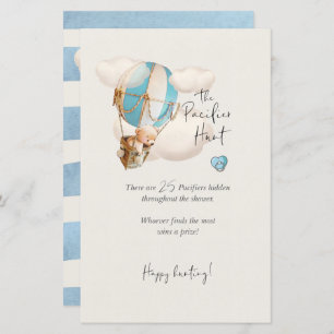 Bear Baby Shower Game - The Pacifier Hunt Sign