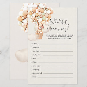 Bear Baby Shower Game - What Did Mommy Say?