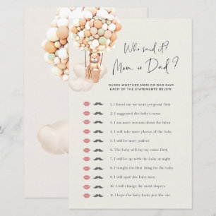 Bear Baby Shower Game - Who Said It - Mom or Dad?