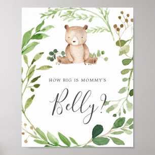 Bear Baby Shower Guess How Big is Mommy's Belly Poster