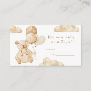 Bear baby shower guess how many candies enclosure card