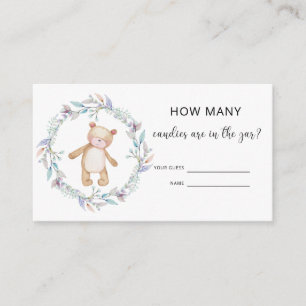 Bear baby shower guess how many CANDIES Enclosure Card