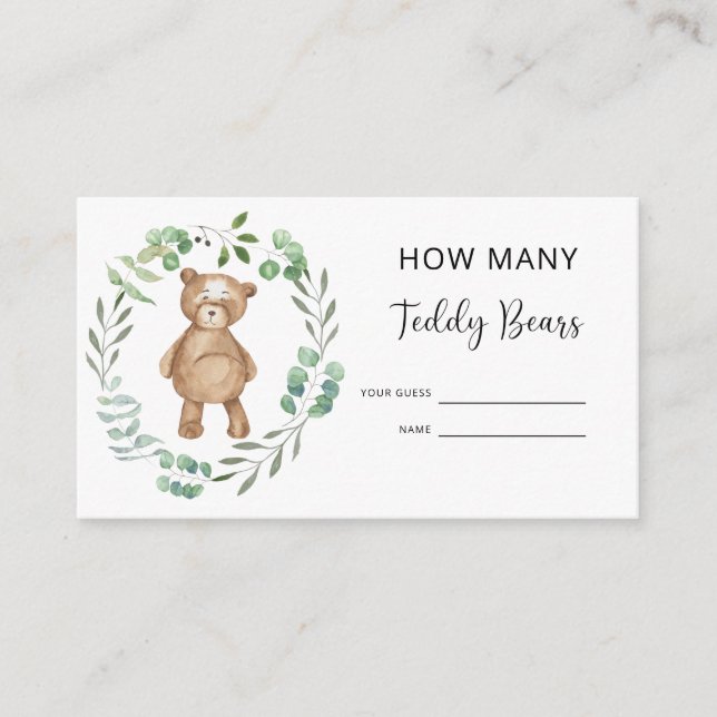 Bear baby shower guess how many teddy bears enclosure card (Front)