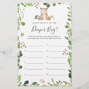 Bear Baby Shower Guess What's in the Diaper Bag