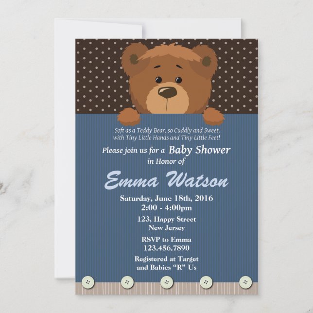 Bear Baby Shower Invitation (Front)