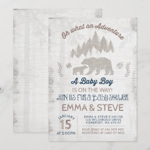 Bear Baby Shower Invitation Boy Adventure Shower