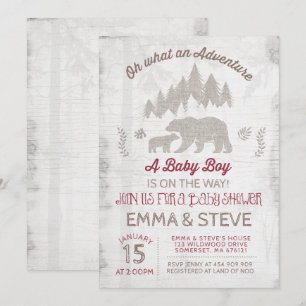 Bear Baby Shower Invitation Boy Adventure Shower