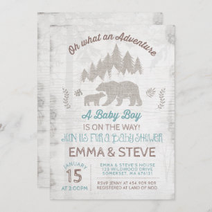 Bear Baby Shower Invitation Boy Adventure Shower