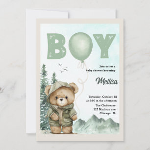 Bear Baby Shower Invitation for Baby Boy