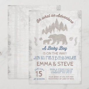Bear Baby shower Invitation Garçon Aventure Douche