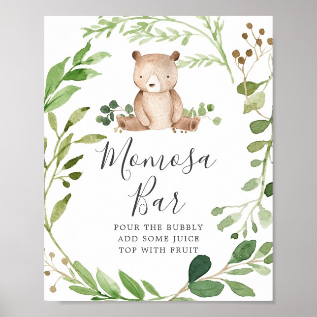 Bear Baby Shower Mimosa Bar Sign (Front)