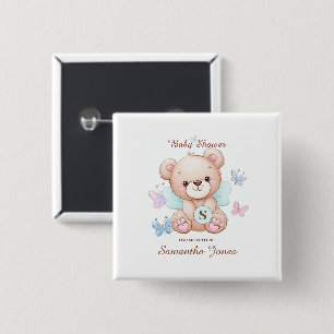 Bear Baby Shower Personalized 2 Inch Square Button
