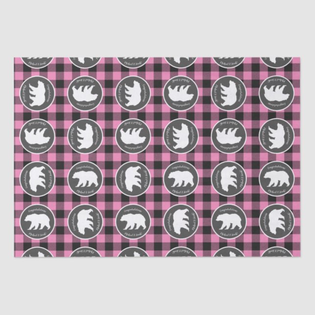 Bear Baby Shower Pink Tissue Paper (Front)