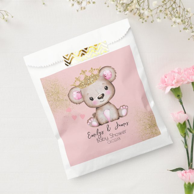 Bear Baby Shower Princess Sparkly Pink Favour Bag (Sealed)