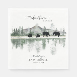 Bear Baby Shower   Rustic Mountains  Napkin