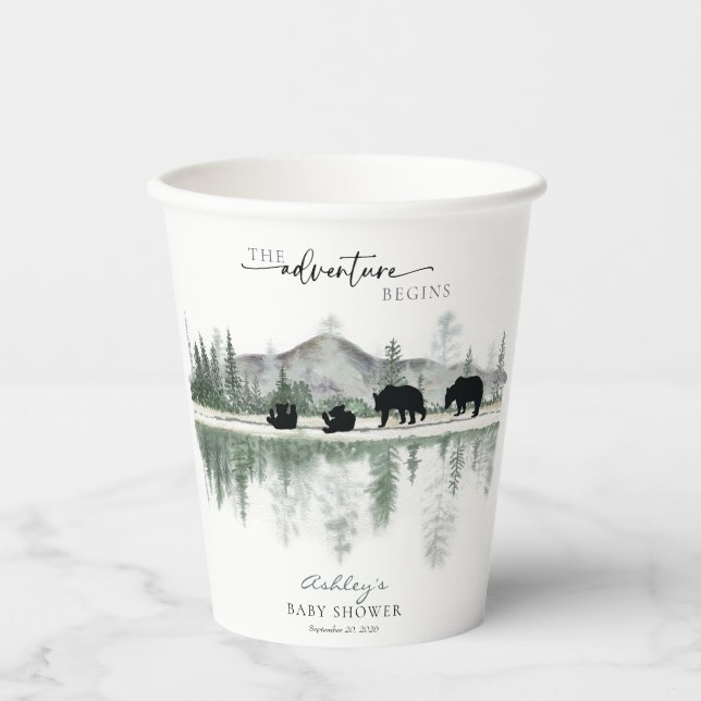 Bear Baby Shower | Rustic Mountains  Paper Cups (Front)